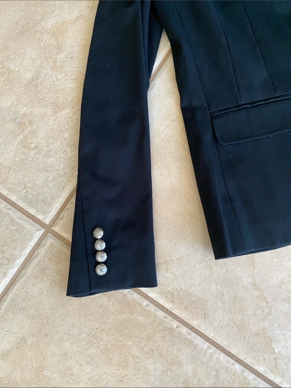 Lauren Ralph Lauren Women's Black Structured Blazer Size 6 Silver Crested Button - Picture 3 of 8